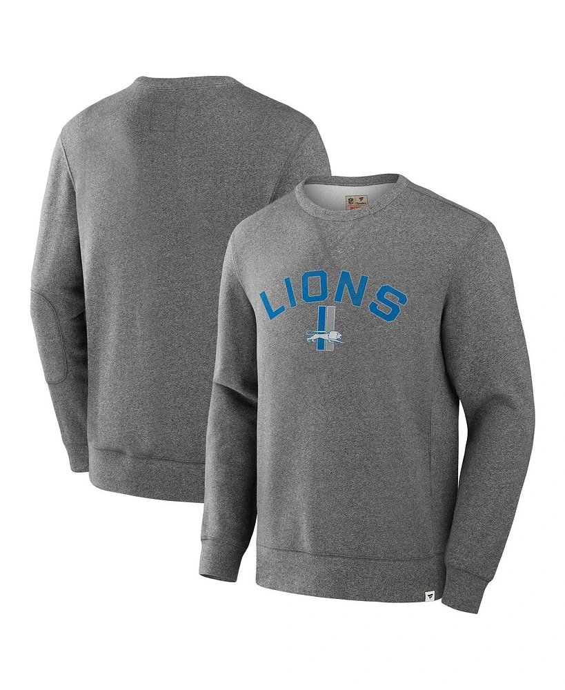 Fanatics Men's Heather Gray Detroit Lions Loop Terry Pullover Sweatshirt