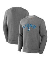 Fanatics Men's Heather Gray Detroit Lions Loop Terry Pullover Sweatshirt