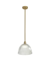 360 Lighting Williams 12" Modern Pendant Ceiling Light Fixture Dining Room Over Table Kitchen Island Foyer Dome Hanging Antique Brass Finish Glass Met