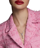 Eliot Danori Silver-Tone Cubic Zirconia & Imitation Pearl Lariat Necklace, 16" + 2" extender, Exclusively at Macy's