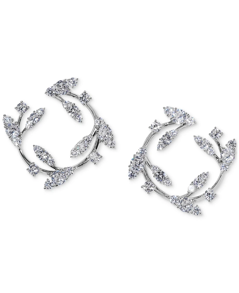 Eliot Danori Silver-Tone Cubic Zirconia Vine Front-to-Back Hoop Earrings, Exclusively at Macy's