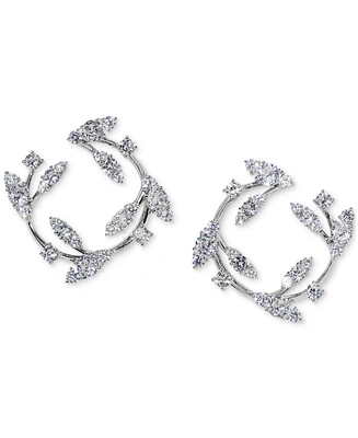 Eliot Danori Silver-Tone Cubic Zirconia Vine Front-to-Back Hoop Earrings, Exclusively at Macy's