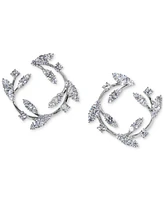 Eliot Danori Silver-Tone Cubic Zirconia Vine Front-to-Back Hoop Earrings, Exclusively at Macy's