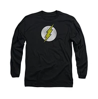 Flash Men's Dc Comics Logo Distressed Long Sleeve Adult Tee / T-Shirt