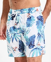 Club Room Men's Billie Tropical Print Drawstring 7" Swim Trunks, Exclusively at Macy's