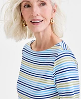 Style & Co Women's Striped Elbow-Sleeve Top, Exclusively at Macy's