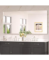 Keonjinn 72x36 Inch Brushed Gold Bathroom Vanity Mirror Tempered Glass Metal Framed