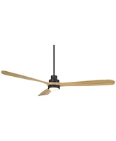 Casa Vieja 66" Delta Modern Country Indoor Outdoor Ceiling Fan 3 Blade Cct Led Light Remote Control Matte Black Finish Wood Blades Bedroom Patio Livin