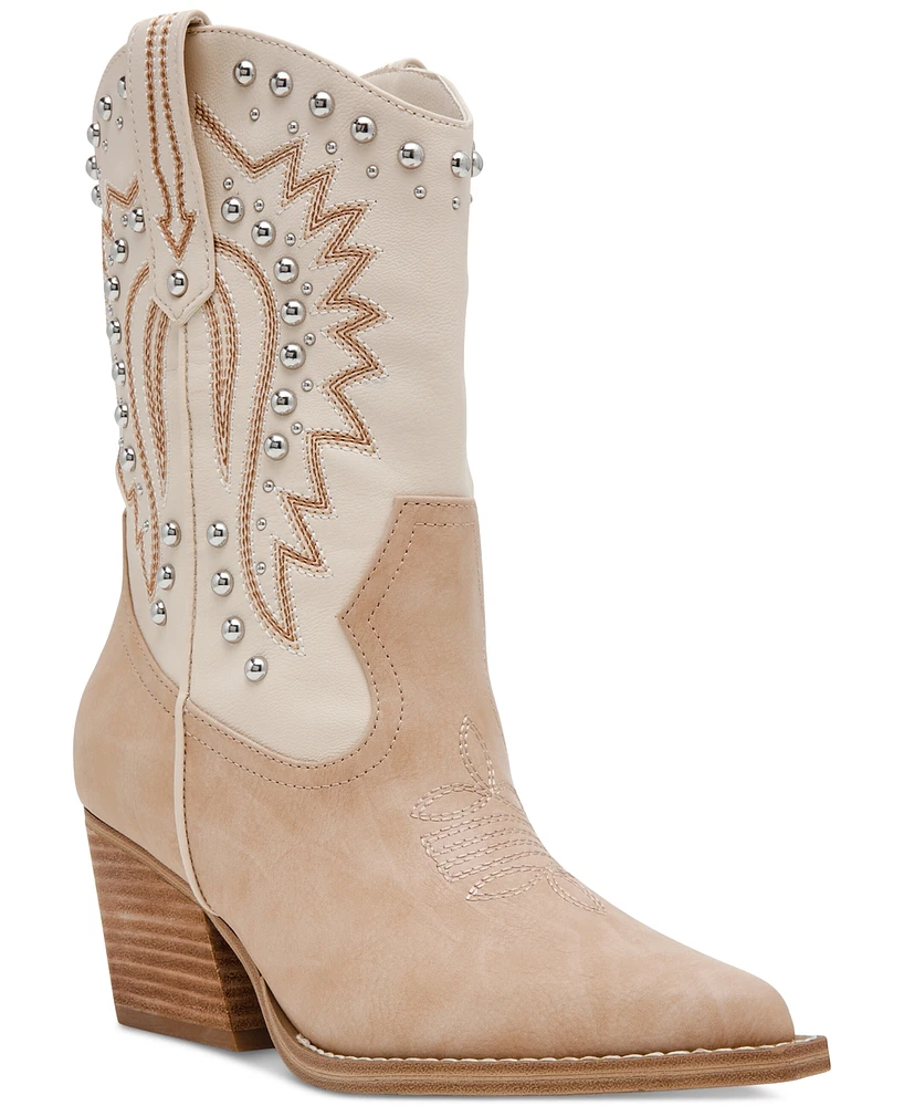 Dv Dolce Vita Women's Aledo Contrast Stitch Studded Cowboy Boots