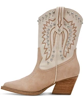 Dv Dolce Vita Women's Aledo Contrast Stitch Studded Cowboy Boots