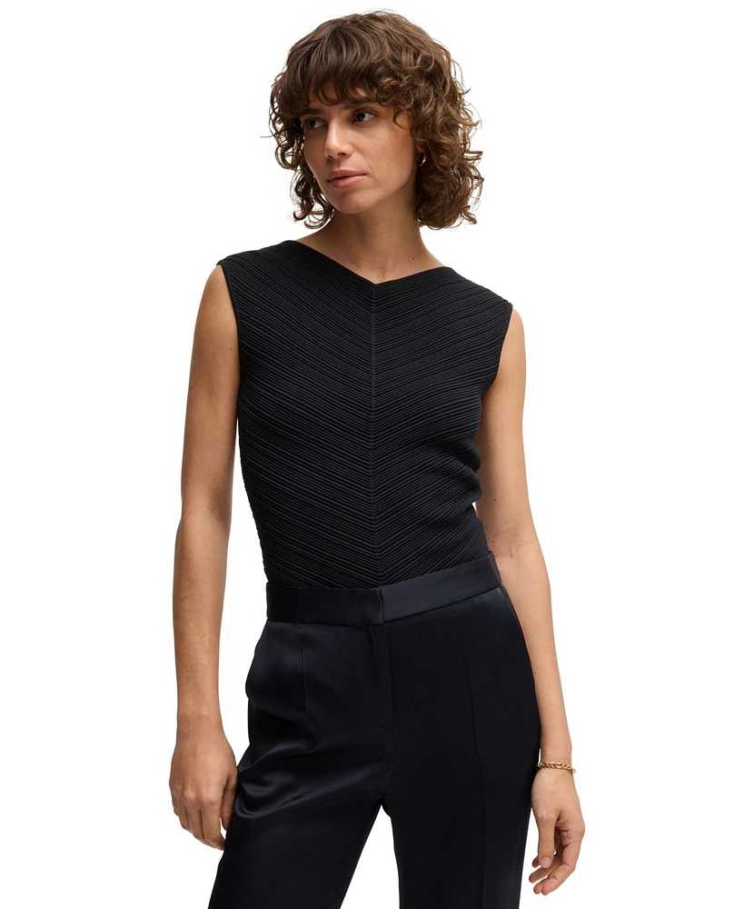 Boss by Hugo Women's Knitted Structure V-Neck Top