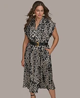 Donna Karan New York Plus Belted A-Line Midi Dress