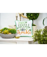 C&F Home 10" x 10" St. Patrick's Day "Part Irish All Trouble" Embroidered Small/Petite Accent Throw Pillow