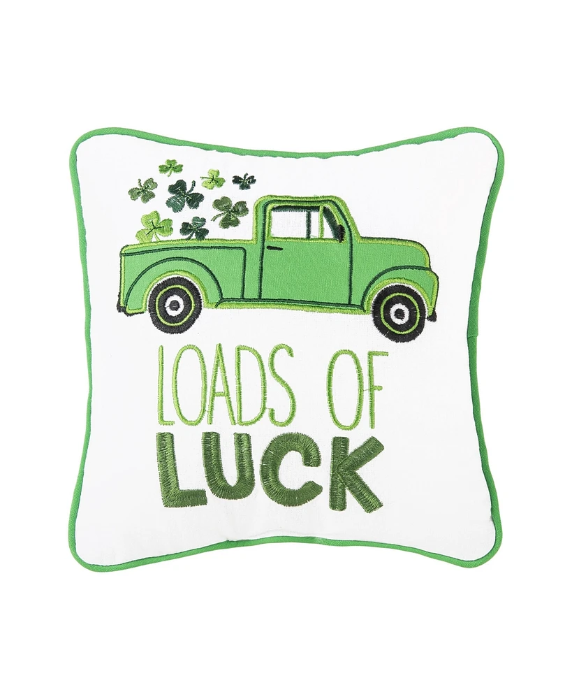 C&F Home 10" x 10" St. Patrick's Day "Loads Of Luck" Embroidered Small/Petite Accent Throw Pillow