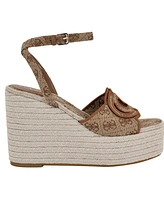 Guess Women's Tanveey Quattro G Cut-Out Platform Espadrille Wedge Sandals