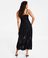 Bar Iii Women's Ruffled-Hem Lace Midi Dress, Exclusively at Macy's