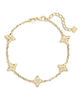 Devata Clover Chain Bracelet in 14K Gold with Cubic Zirconia, 6.5 in adj to 7.5 in, approx. 4.4 grams.