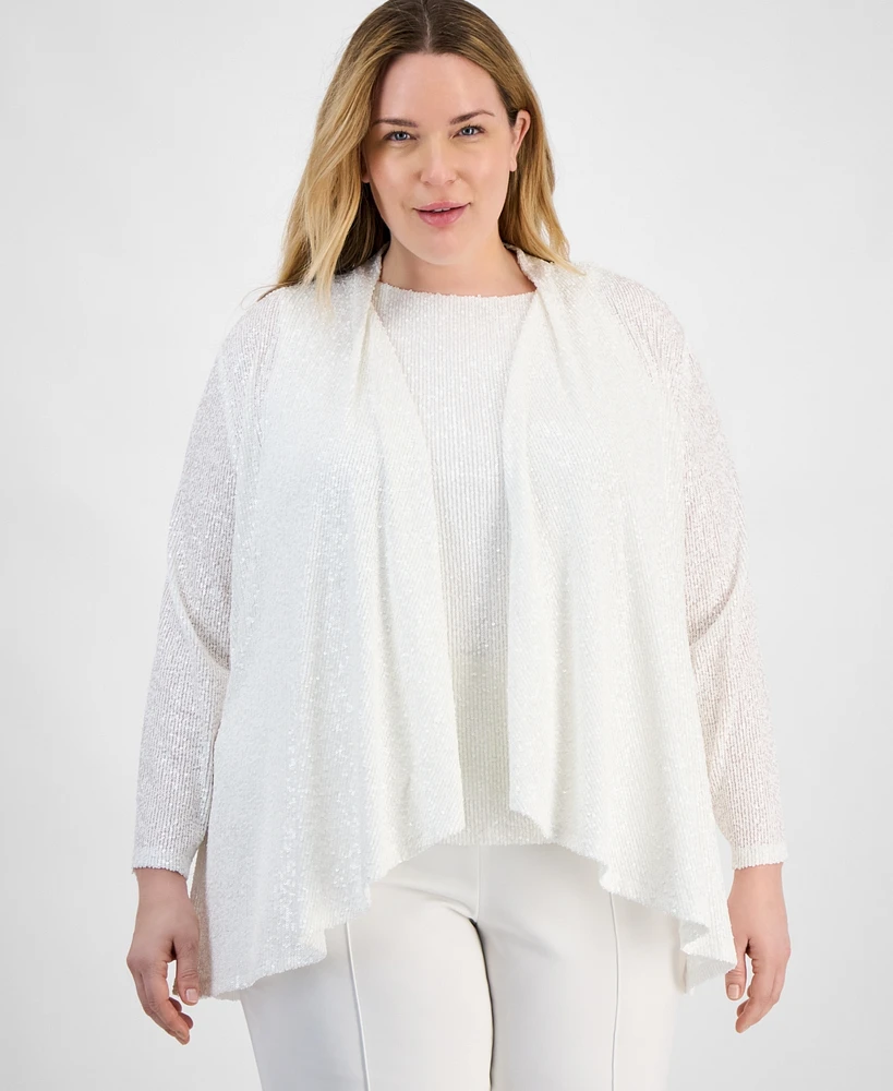 Anne Klein Plus Sequin Cardigan