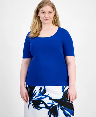 Anne Klein Plus Square-Neck Sweater