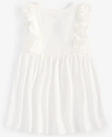 First Impressions Baby Girls Solid Eyelet-Flutter Dress, Exclusively at Macy's