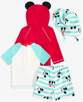 Disney Baby Boy 4-Pc. Mickey Rash Guard Shirts, Swim Trunks, Hat & Hooded Coverup Set