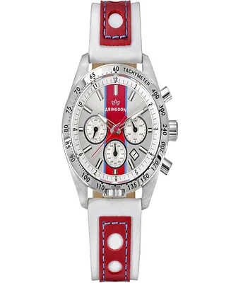 Abingdon Co. Women's Jordan Chronograph Multifunctional Victory Red Leather Strap Watch, 40mm