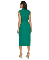 Calvin Klein Women's Belted Button-Front Sheath Dress