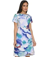 Calvin Klein Women's Printed Short-Sleeve A-Line Dress