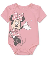 Disney Baby Girls Minnie Mouse Short-Sleeve Bodysuits, 3 Pack