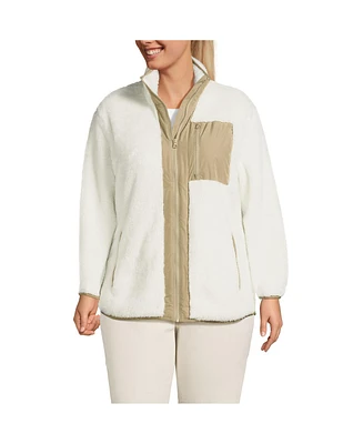 Lands' End Plus Full Zip Cozy High Pile Fleece Jacket