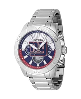 Invicta Men's 47938 Nfl New York Giants Quartz Multifunction Silver, Blue Dial Watch