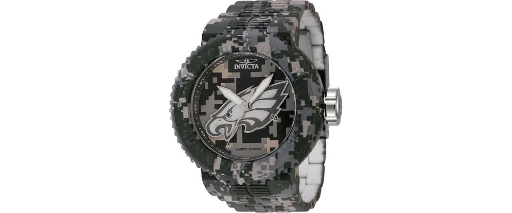 Invicta Men's 45095 Nfl Philadelphia Eagles Quartz 3 Hand Grey, Beige, Dark Grey, Camouflage, Silver, Black Dial Watch