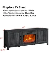 gaomon Electric Fireplace Tv Stand for TVs up to 65 Inch, Entertainment Center with 23" Electric Fireplace Remote Control