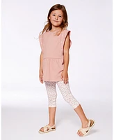 Deux par Big Girls Crinkle Jersey Tunic With Embroidery Dark Old Pink