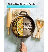Black+Decker 10.25" Cast Iron Skillet, Pre-Seasoned Frying Pan with Bronze Finish, Polished Interior, Cast Iron Pan Works on All Cooktops Includi