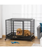 PawHut 43" Heavy Duty Dog Crate, Indestructible Dog Cage Kennel,