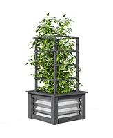 Outsunny Outdoor Planter with Trellis Wooden Box,