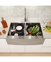 Casainc 33inch L x 22inch W Double Basin Farmhouse Kitchen Sink with Accessories