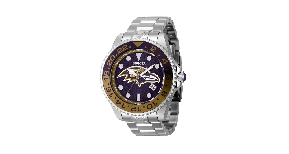 Invicta Men's 45039 Nfl Baltimore Ravens Automatic 3 Hand Purple, Gold Dial Watch