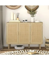 Homcom Bohemian Sideboard with Rat Doors and Shelves