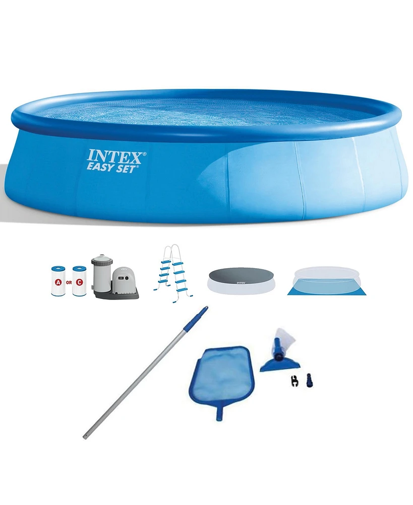 Intex Round Above Ground Swimming Pool Set w/ Cleaning Maintenance Swimming Pool Kit