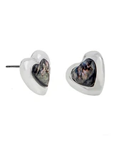 Robert Lee Morris Soho Faux Stone Abalone Gem Heart Stud Earrings