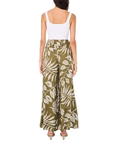 Vince Camuto Women's Printed Smocked-Waist Pull-On Wide-Leg Pants