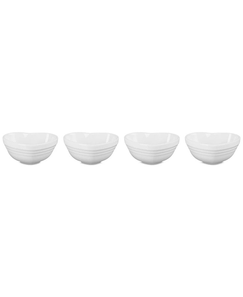 Le Creuset Stoneware Heart Mini Bowls, Set of 4