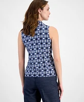 Anne Klein Women's Printed Sleeveless Knit Surplice Top