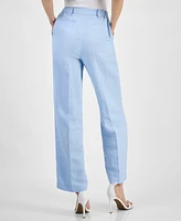 Anne Klein Women's Linen Blend High-Rise Press-Pleat Pants