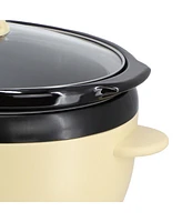 MegaChef 3.5 Quart Oval Electric Slow Cooker Ivory with Pot