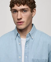 Mango Men's Slim-Fit Denim Pocket Shirt