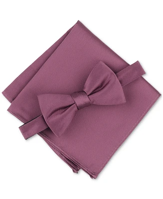 Alfani Men's Textured Bow Tie & Pocket Square Set, Created for Macy's