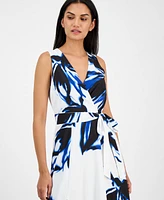 Anne Klein Women's Printed Sleeveless Midi Fit & Flare Dress